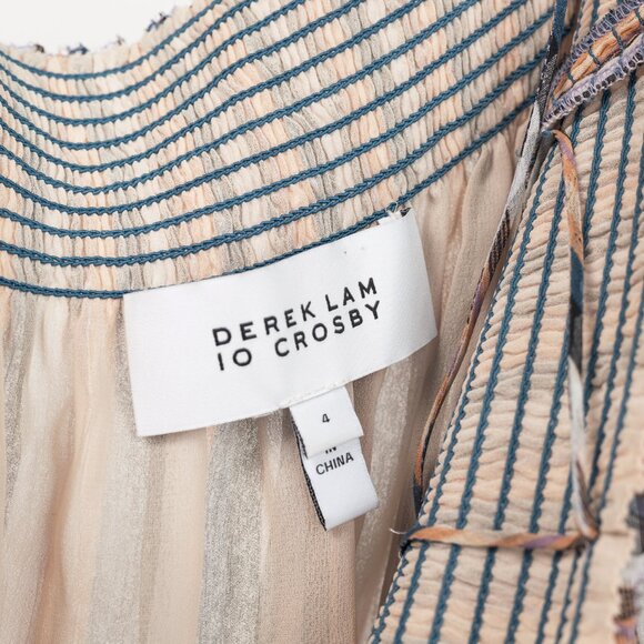 Derek Lam 10 Crosby Orange Striped Silk Ruffle Mini Skirt - Picture 7 of 9